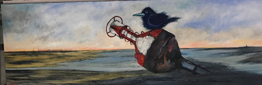 West, Ole, Gar nicht schlecht "Sonne" Tonne, 50 x 150cm, Öl auf Leinwand