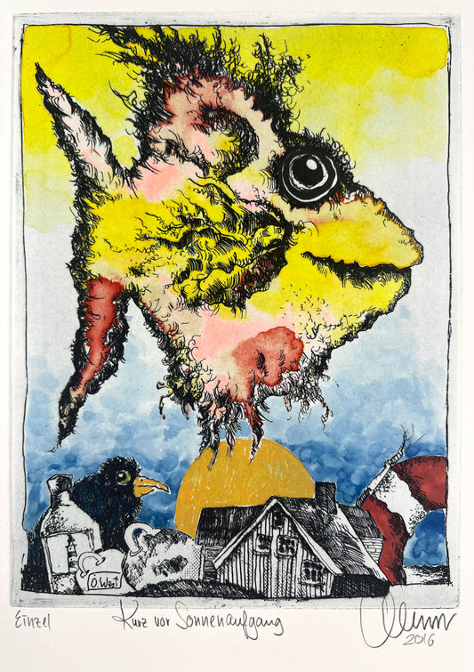 West, Ole, Kurz vor Sonnenaufgang, 20 x 15cm, Mischtechnik