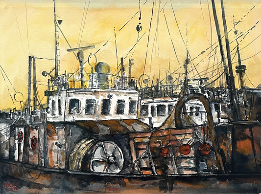 West, Ole, Trawler, 57 x 77cm, Aquarell