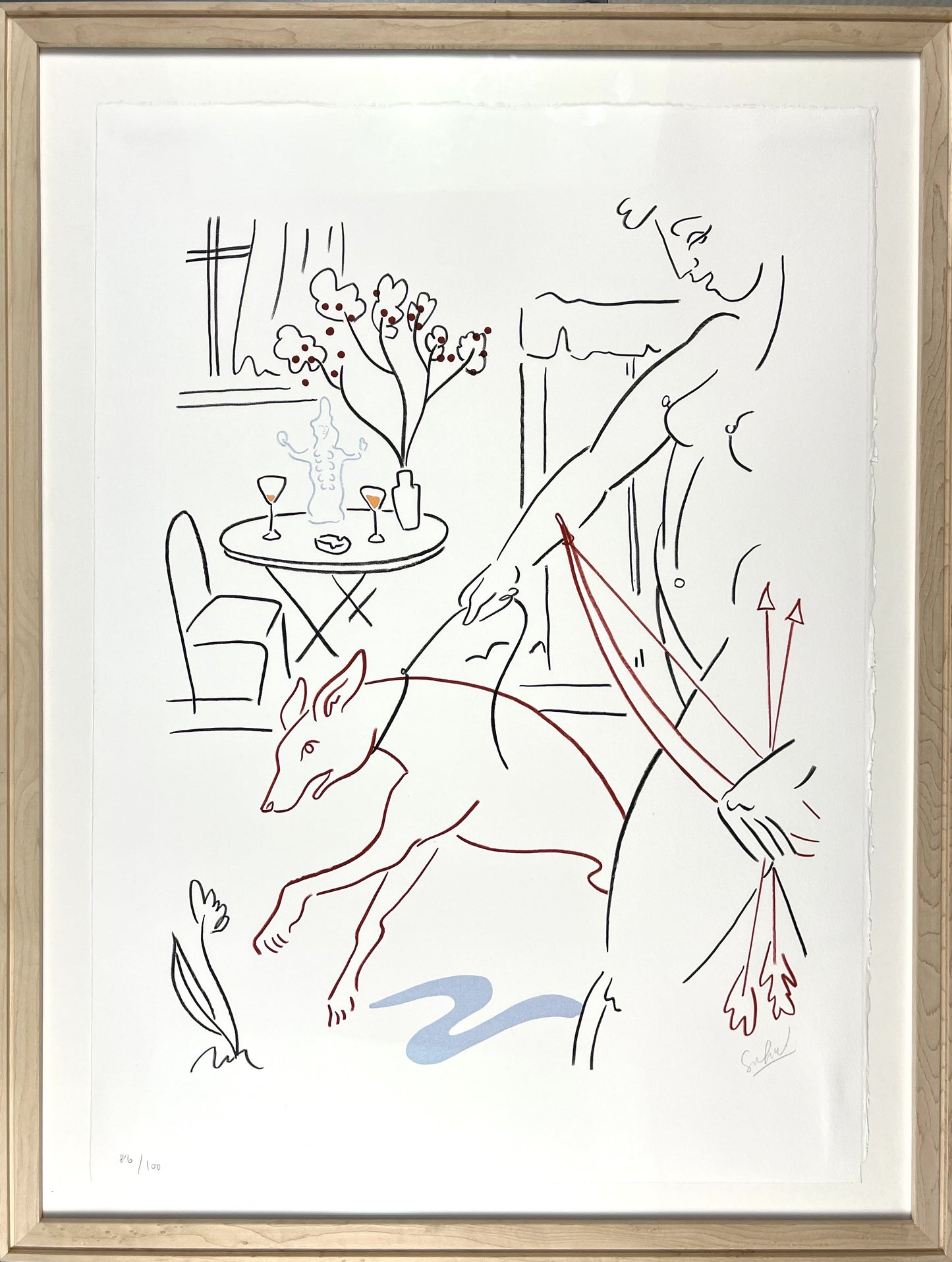 Westerberg, Sif Itona, Diana mit Hund, 69 x 50cm, 86/100, Lithografie