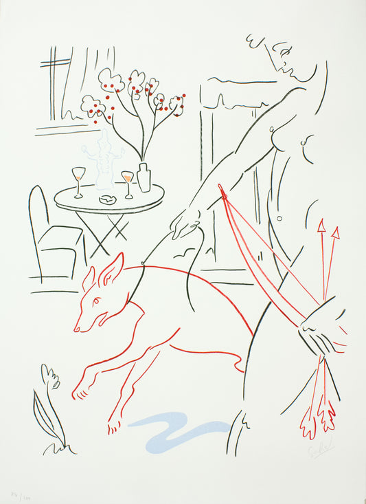 Westerberg, Sif Itona, Diana mit Hund, 69 x50cm, 86/100, Lithografie