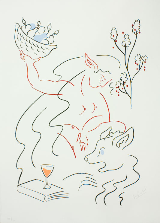 Westerberg, Sif Itona, Elfin mit Reh, 69 x 50cm, 98/100, Lithografie