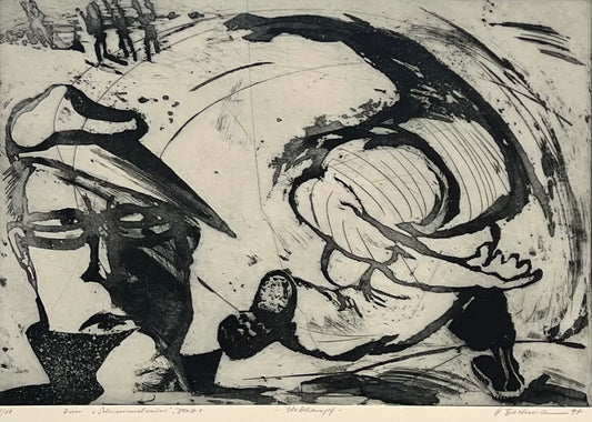 Beckmann, Otto, Wettkampf, 38,5 x 56cm, 1/10, Radierung, Blatt 4 aus der Schimmelreiter-Mappe