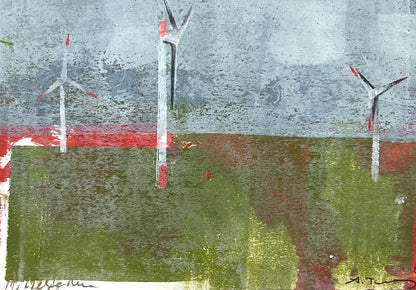Nesterova & Tchepets, Windpark, 10,5 x 15cm, Mischtechnik auf Papier