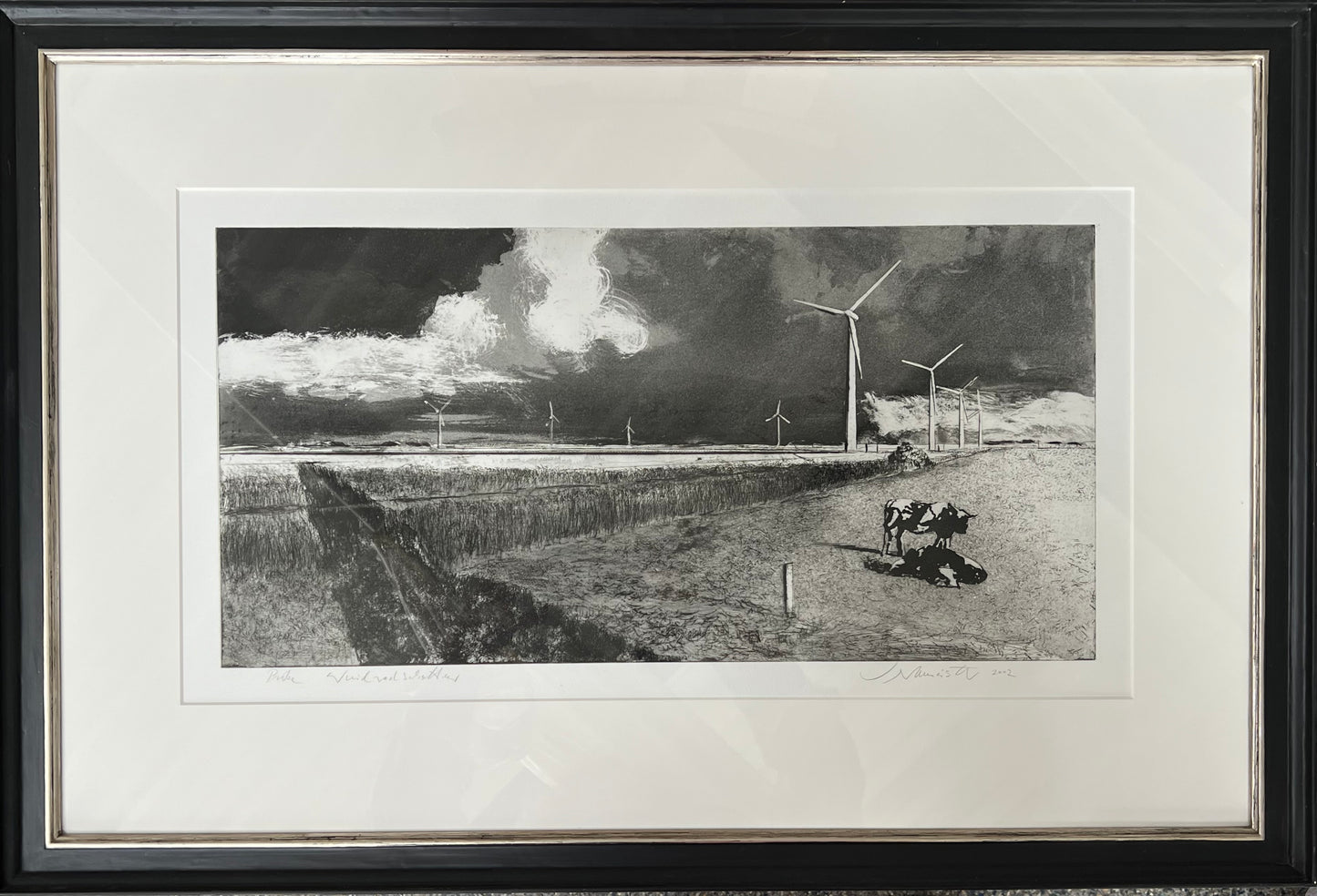 Werkmeister, Wolfgang, Windradschatten, 29,5 x 59cm, Probe, Radierung