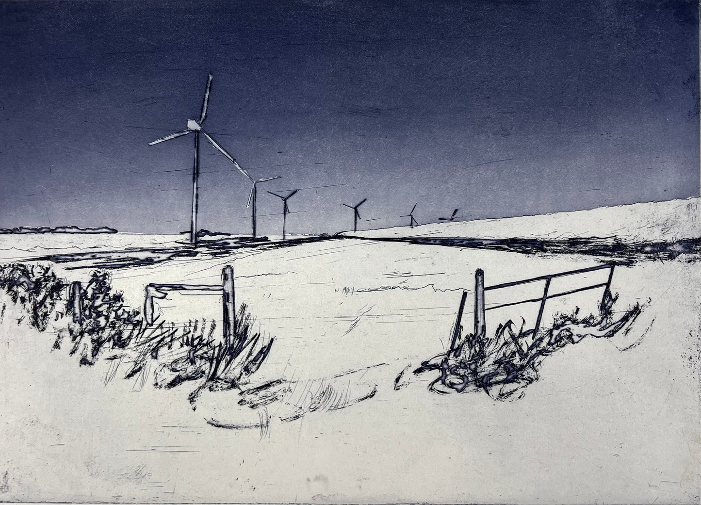 Werkmeister, Wolfgang, Windräder II, 21 x 29,5cm, Radierung, 1995