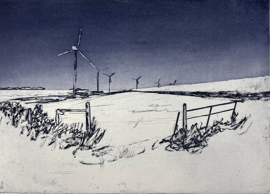 Werkmeister, Wolfgang, Windräder II, 21 x 29,5cm, Radierung, 1995
