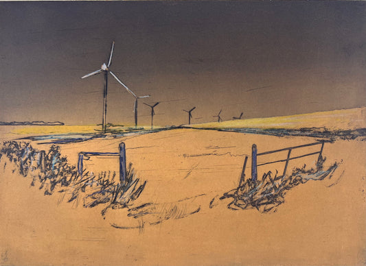 Werkmeister, Wolfgang, Windräder II orange, 21 x 29,5cm, Radierung, 1995