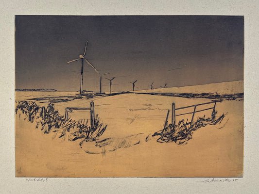 Werkmeister, Wolfgang, Windräder II gelb, 21 x 29,5cm, Radierung, 1995