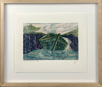 Hermanns, Gerhard, Windschatten, 16,3 x 23,5cm, XIV/XV, Holzschnitt, 1990