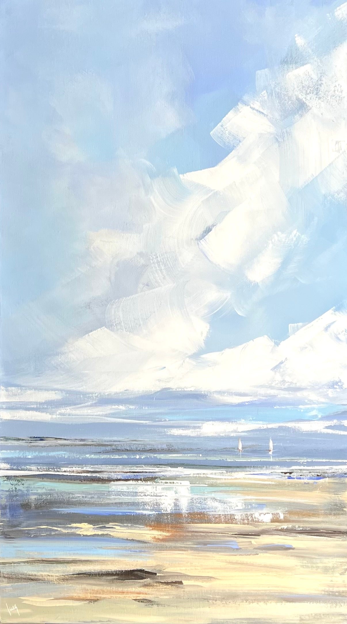 Ramm, Ines, Wolkenflug, 75,5 x 42cm, Acrylgemälde, 2024