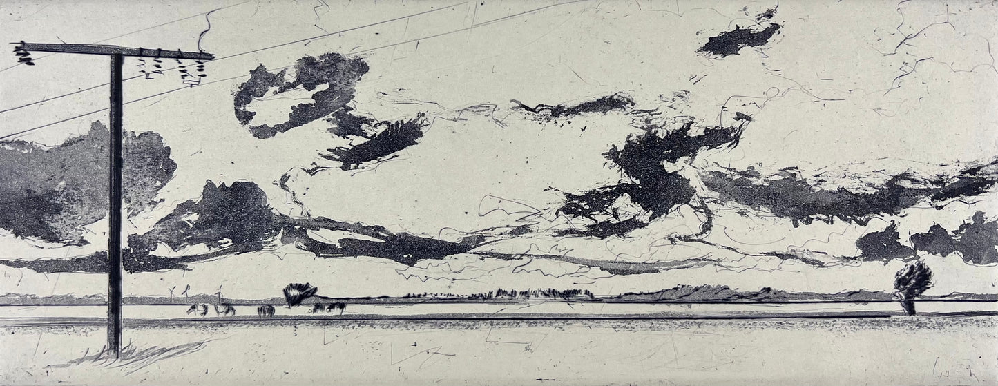 Werkmeister, Wolfgang, Wolkenzug IV, 12 x 31,5cm, Radierung, 1996