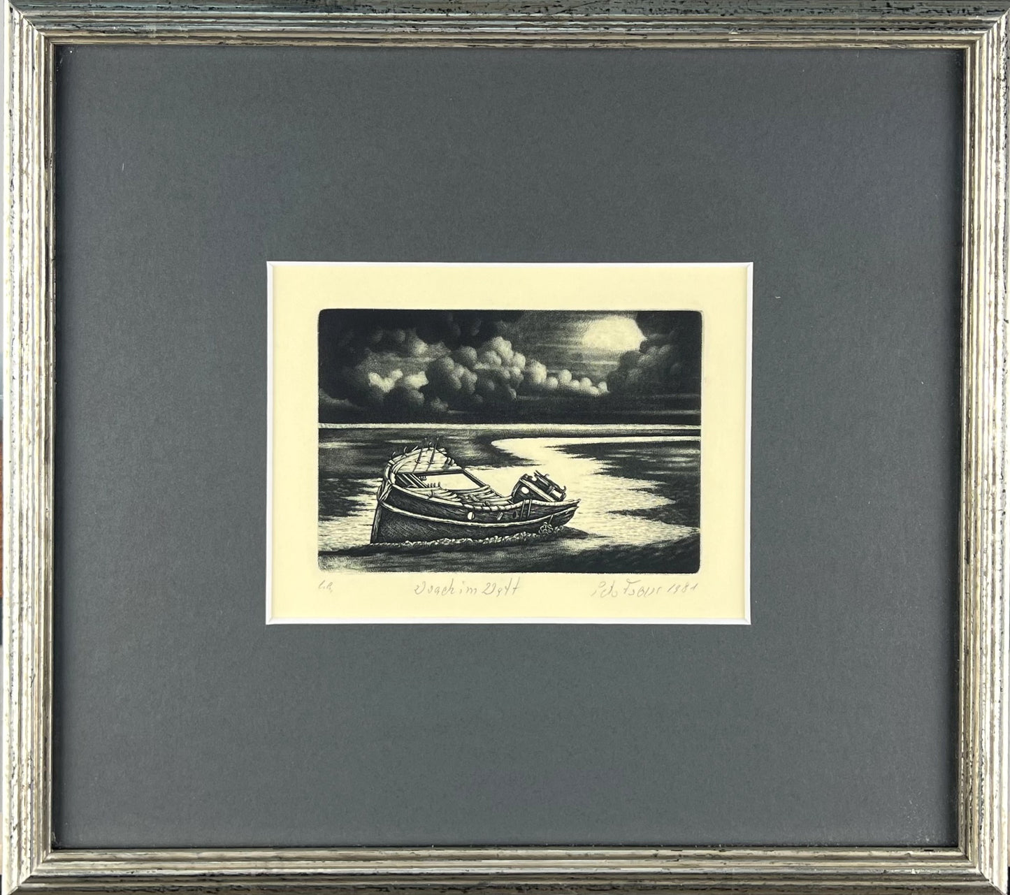 Froese, Peter, Wrack im Watt, 8,6 x 12,5cm, Kupferstich, 1981
