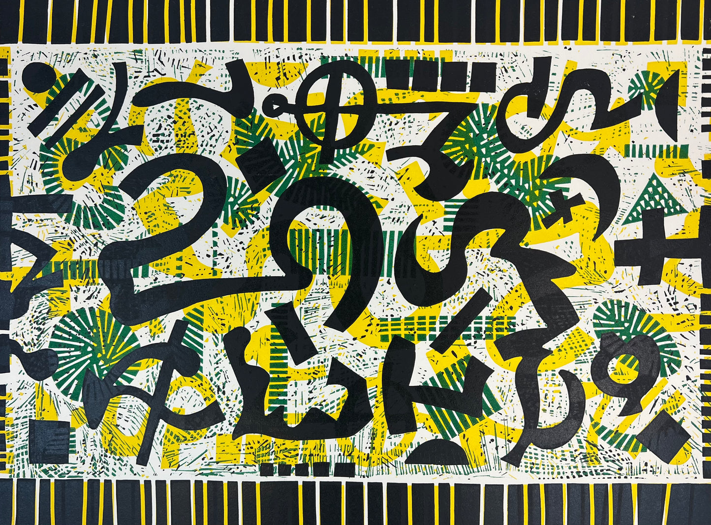 Nebel, Otto, Zeichen über Grün, 47 x 35cm, 55/80, Linolschnitt, 1966
