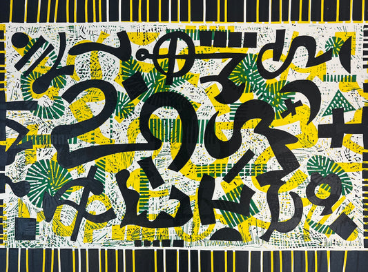 Nebel, Otto, Zeichen über Grün, 47 x 35cm, 55/80, Linolschnitt, 1966