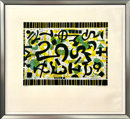 Nebel, Otto, Zeichen über Grün, 47 x 35cm, 55/80, Linolschnitt, 1966