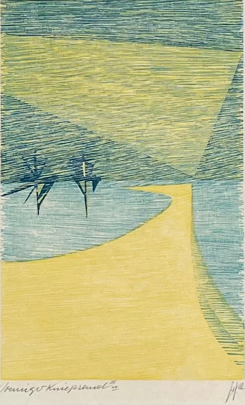 Hermanns, Gerhard, Sonniger Kniepsand,28 x 18cm, XII/XV, Farbholzschnitt, 1982