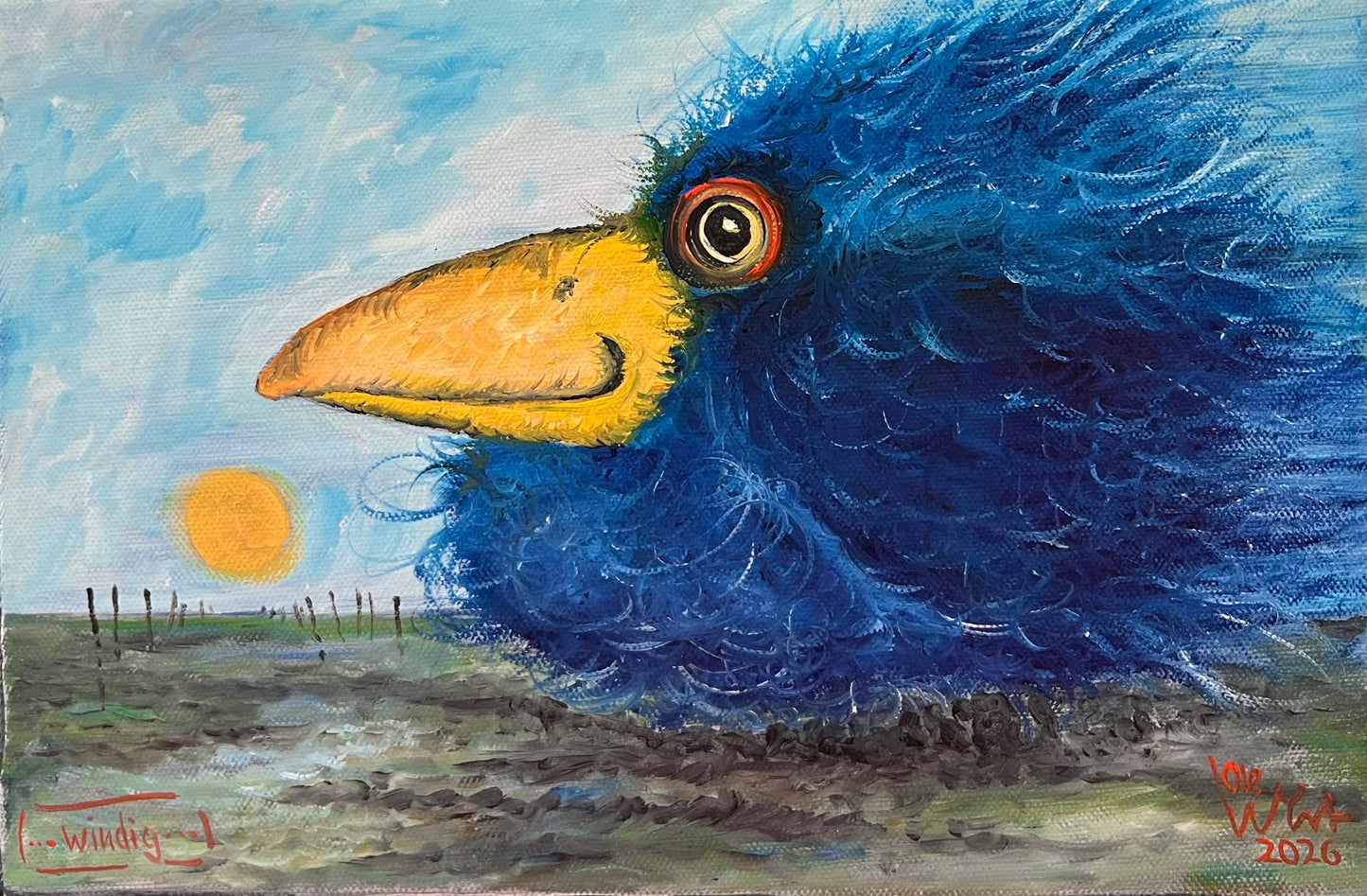 West, Ole, Windig, 20 x 30cm, Ölgemälde, 2026